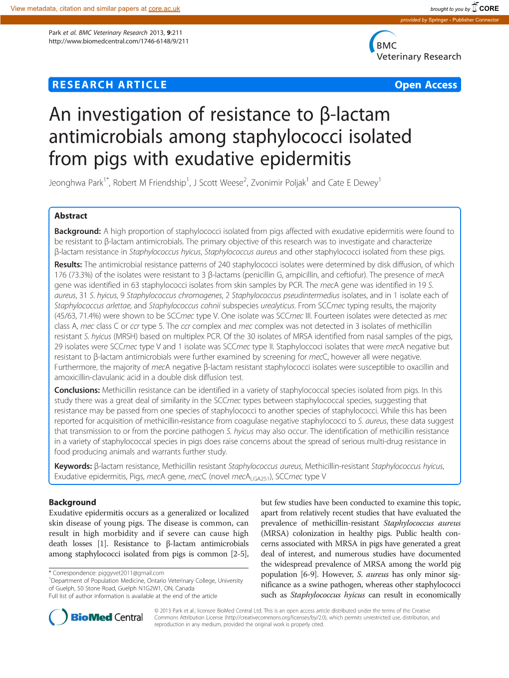 An Investigation of Resistance to Β-Lactam Antimicrobials Among