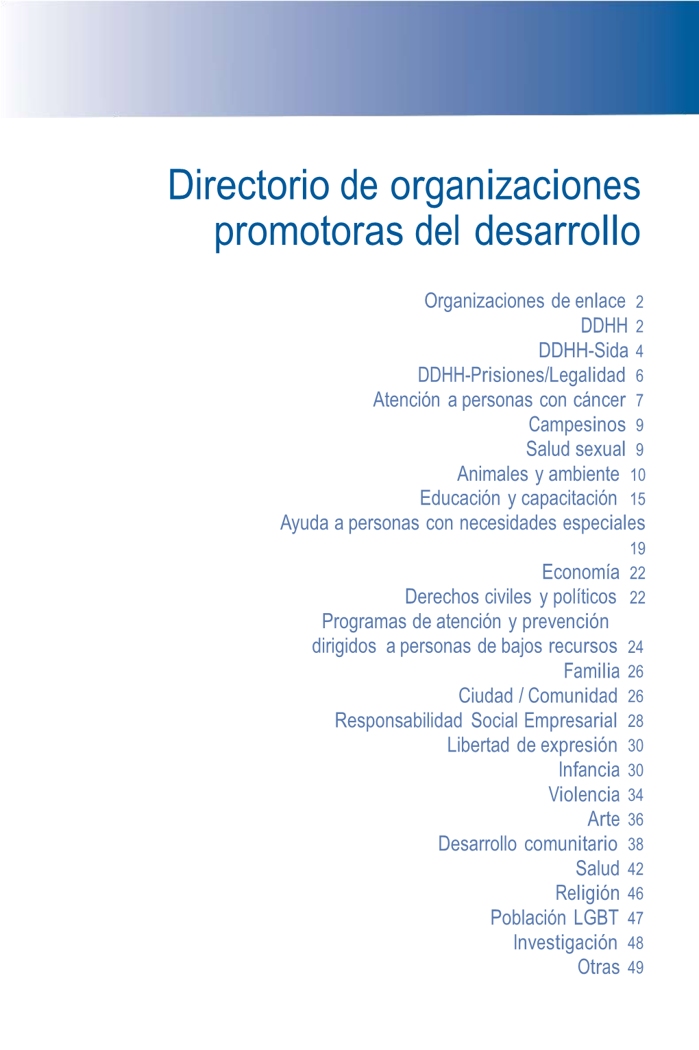 Directorio De Organizaciones Promotoras Del Desarrollo