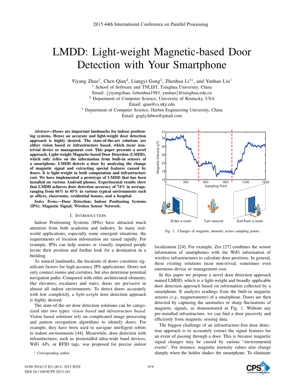 LMDD: Light-Weight Magnetic-Based Door Detection with Your Smartphone