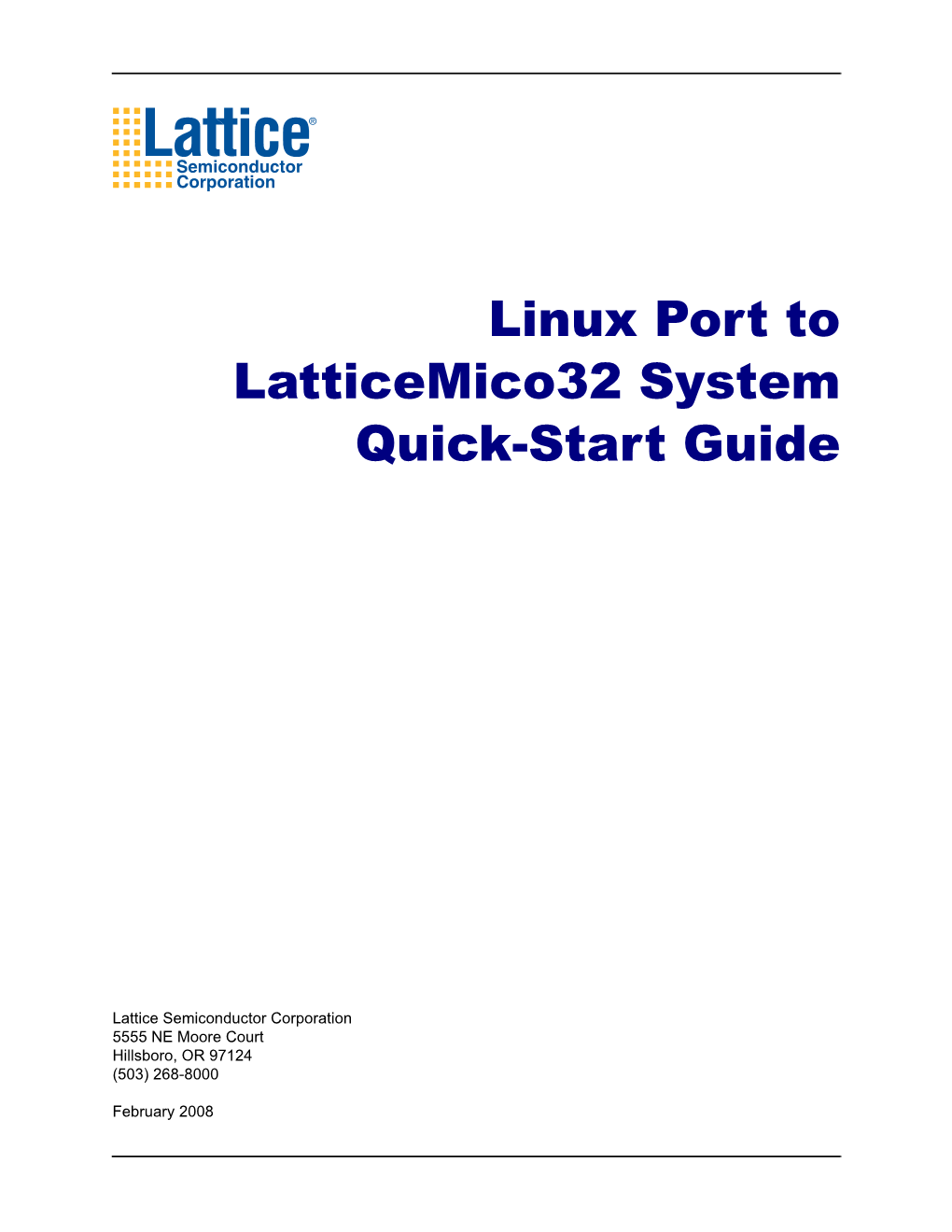 Linux Port to Latticemico32 System Quick-Start Guide