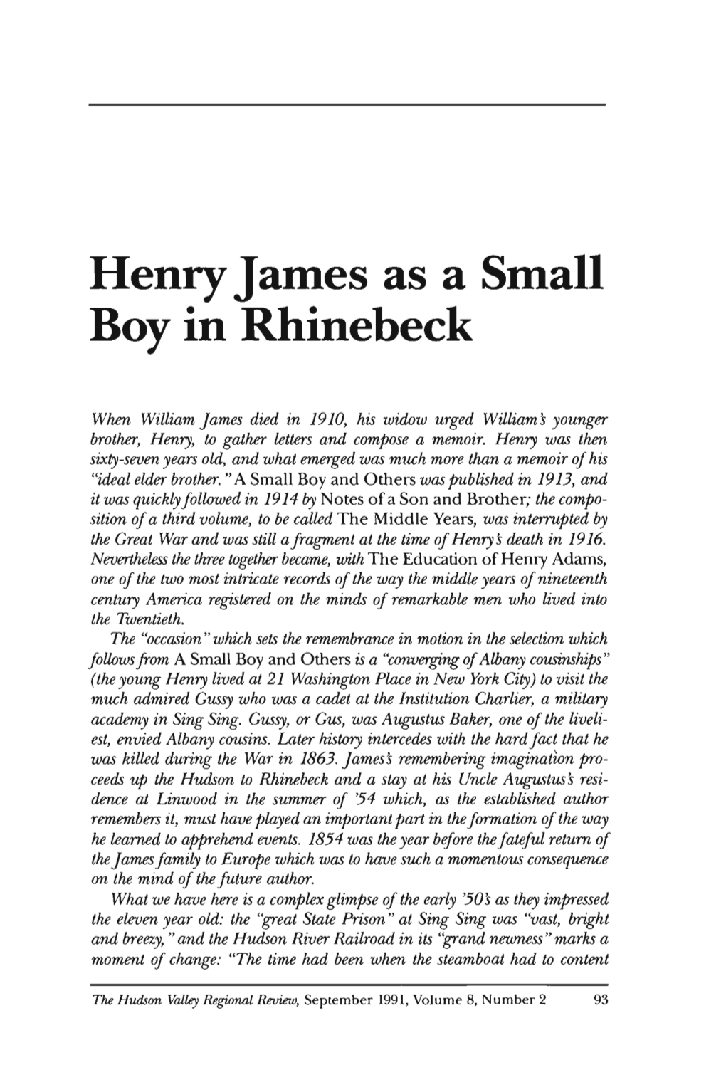 Henry J Aines As a Sinal1 Boy in Rhinebeck