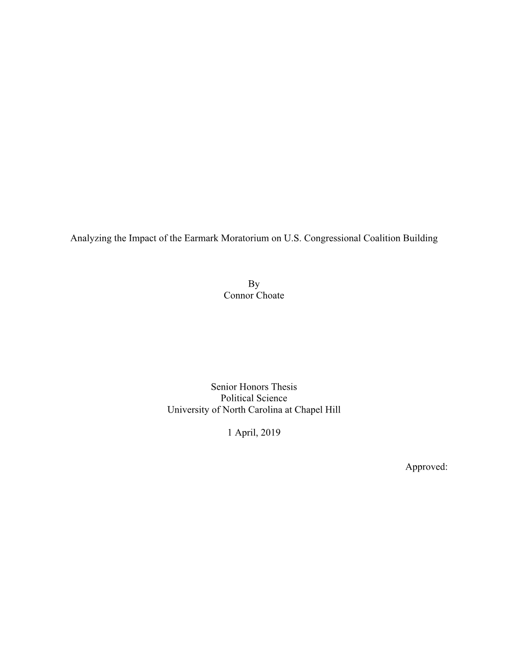 Analyzing the Impact of the Earmark Moratorium on U.S. Congressional Coalition Building