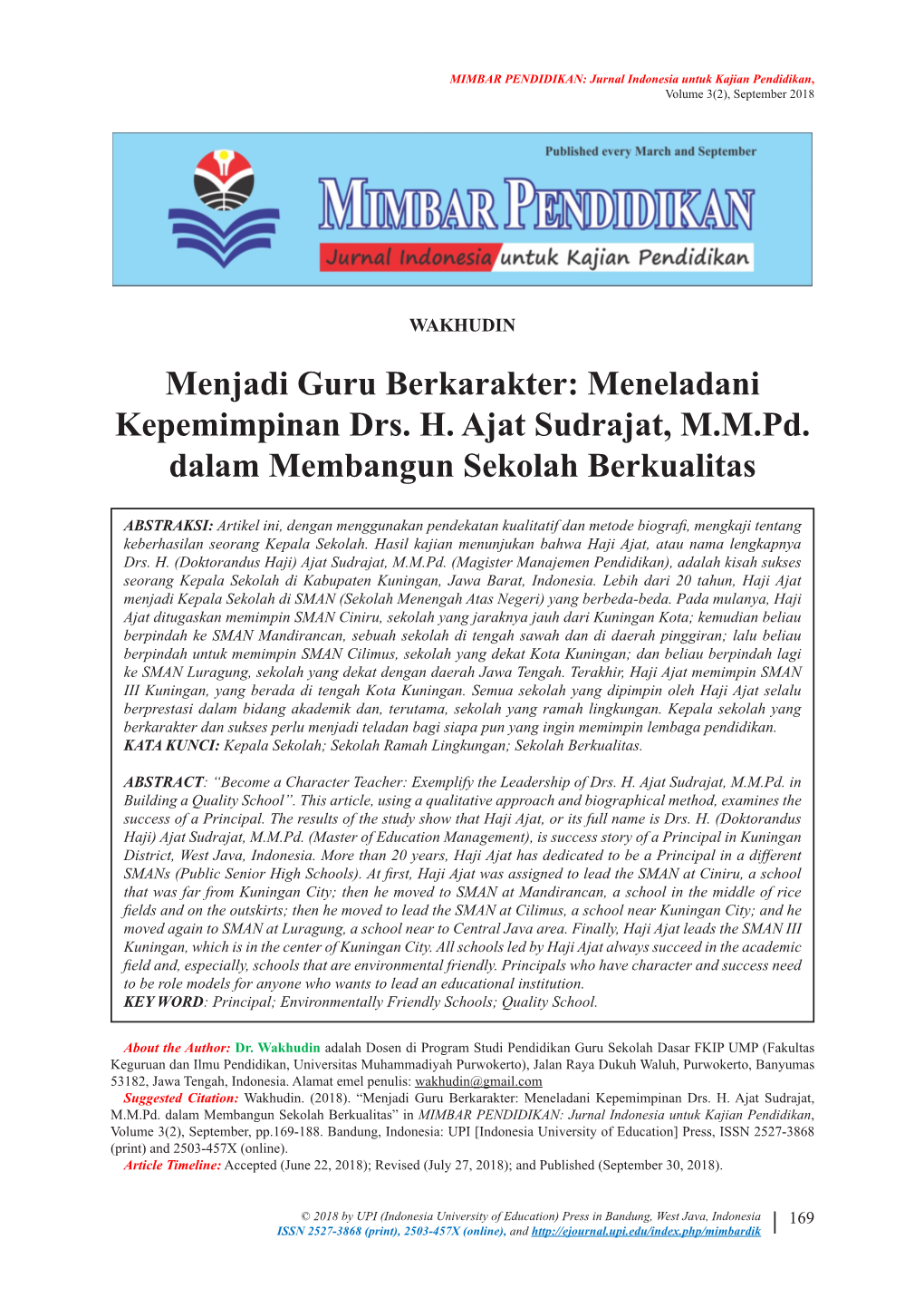 Menjadi Guru Berkarakter: Meneladani Kepemimpinan Drs. H