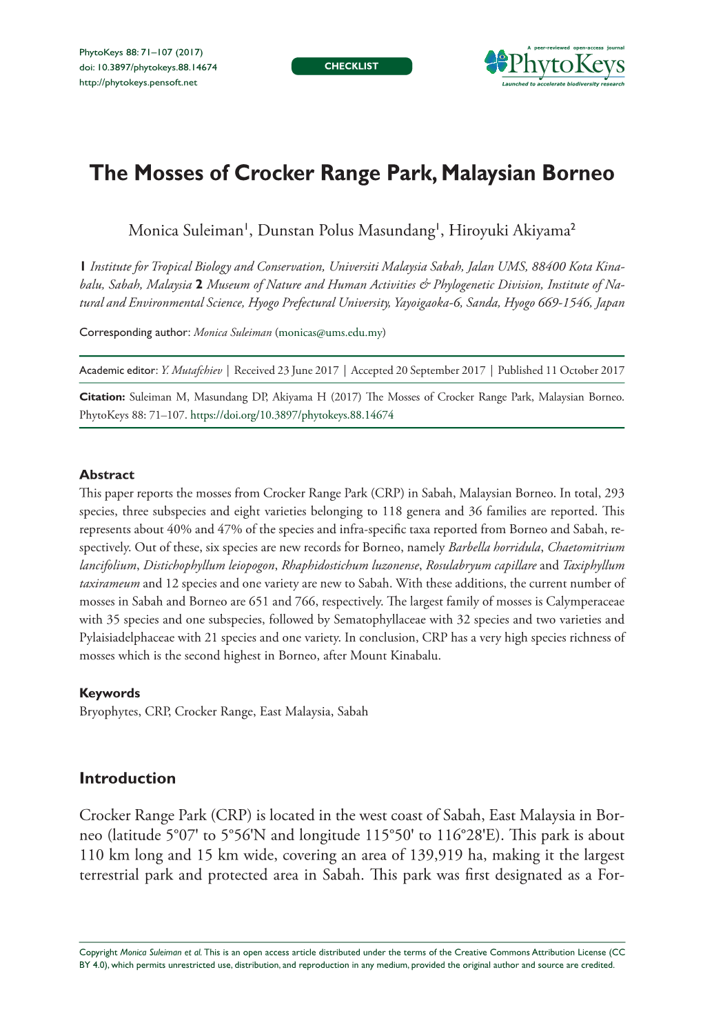 ﻿﻿﻿﻿﻿The Mosses of Crocker Range Park, Malaysian Borneo
