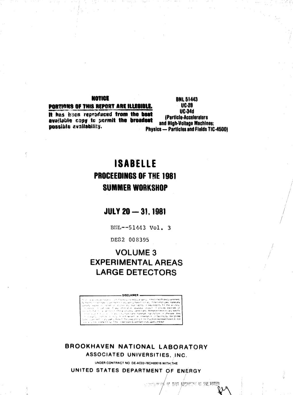 Isabelle Proceedings of the 1981 Summer Workshop