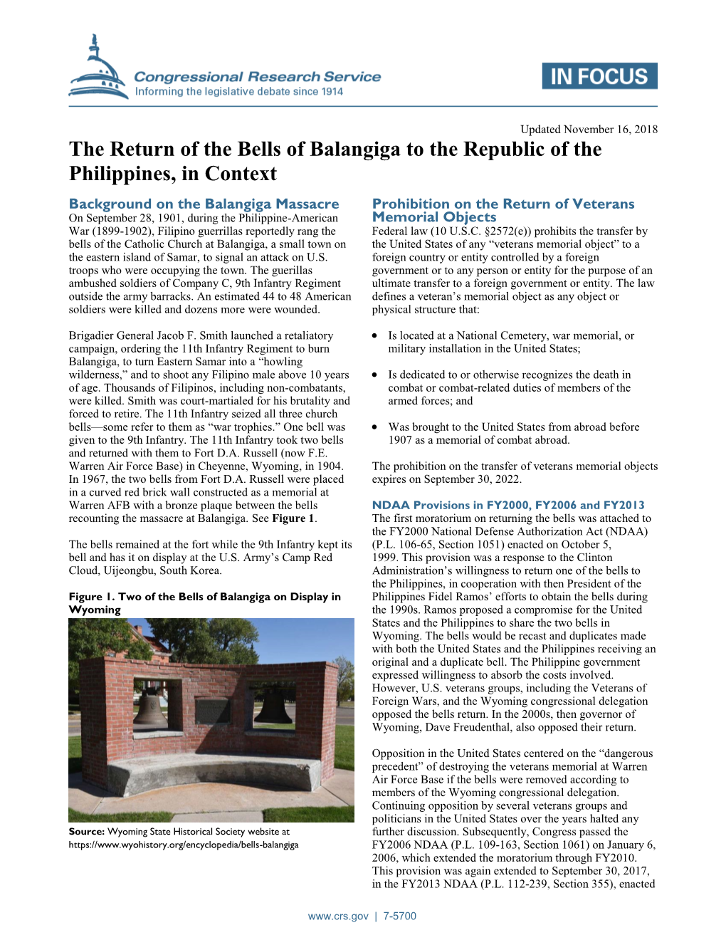 The Return of the Bells of Balangiga to the Republic of the Philippines, in Context