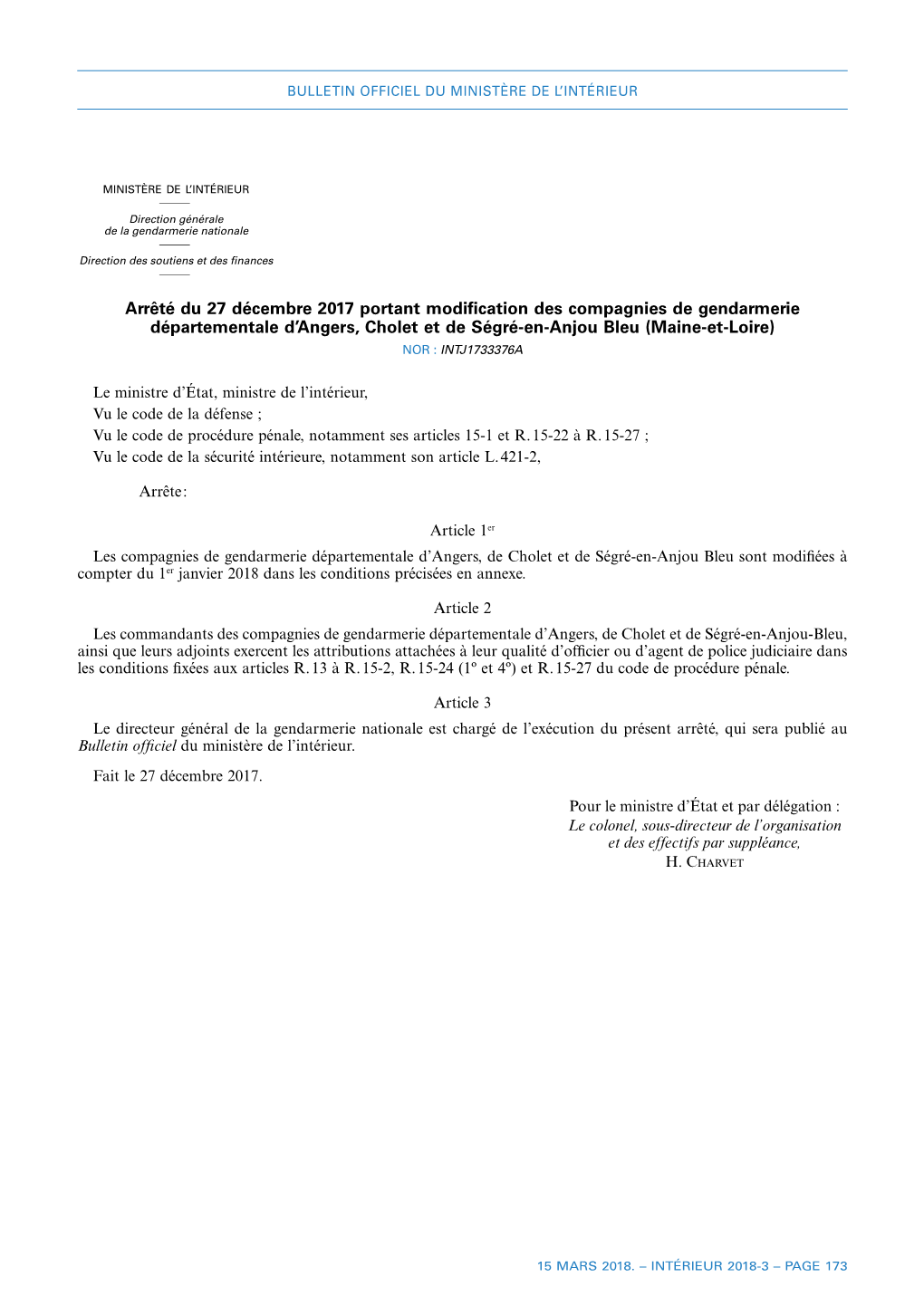 Arrêté Du 27 Décembre 2017 Portant Modification Des Compagnies De