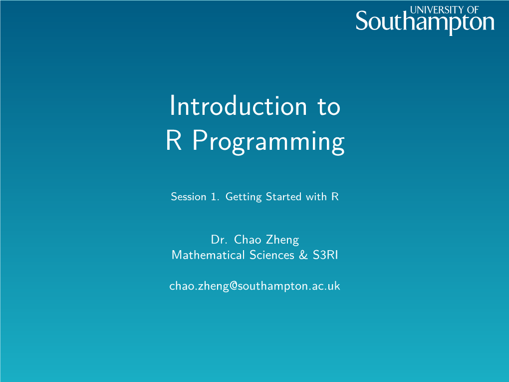 Introduction to R Programming