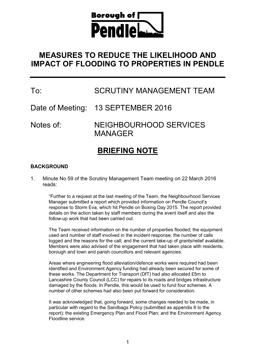 Item 5 the Council's Flood Policy