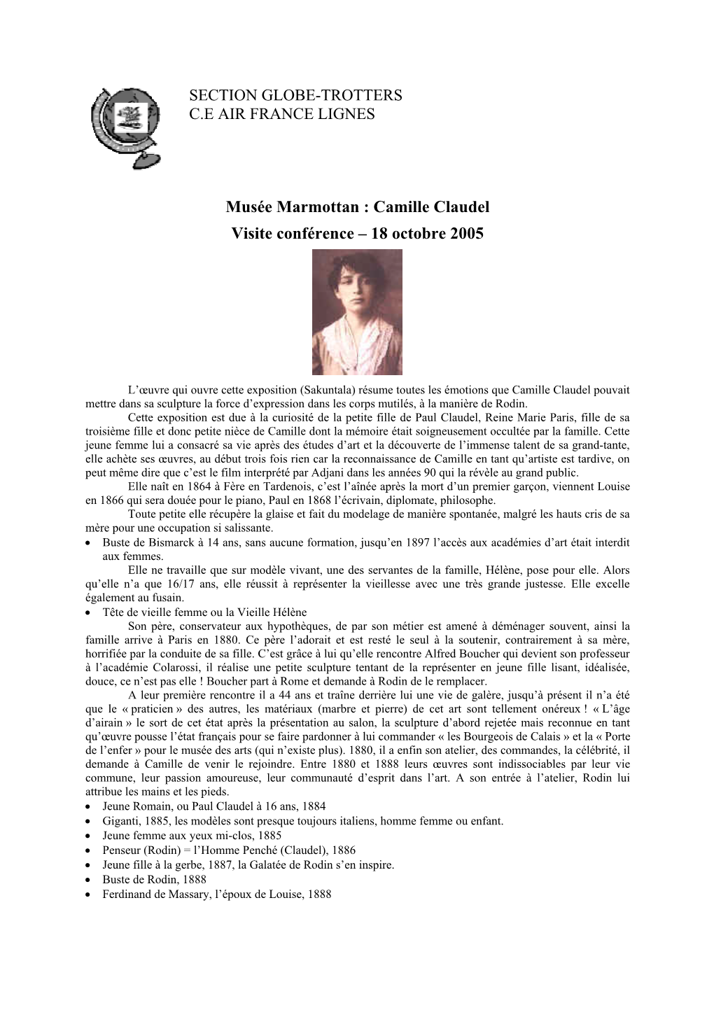 Octobre 2005 -Camille Claudel -Marmottan