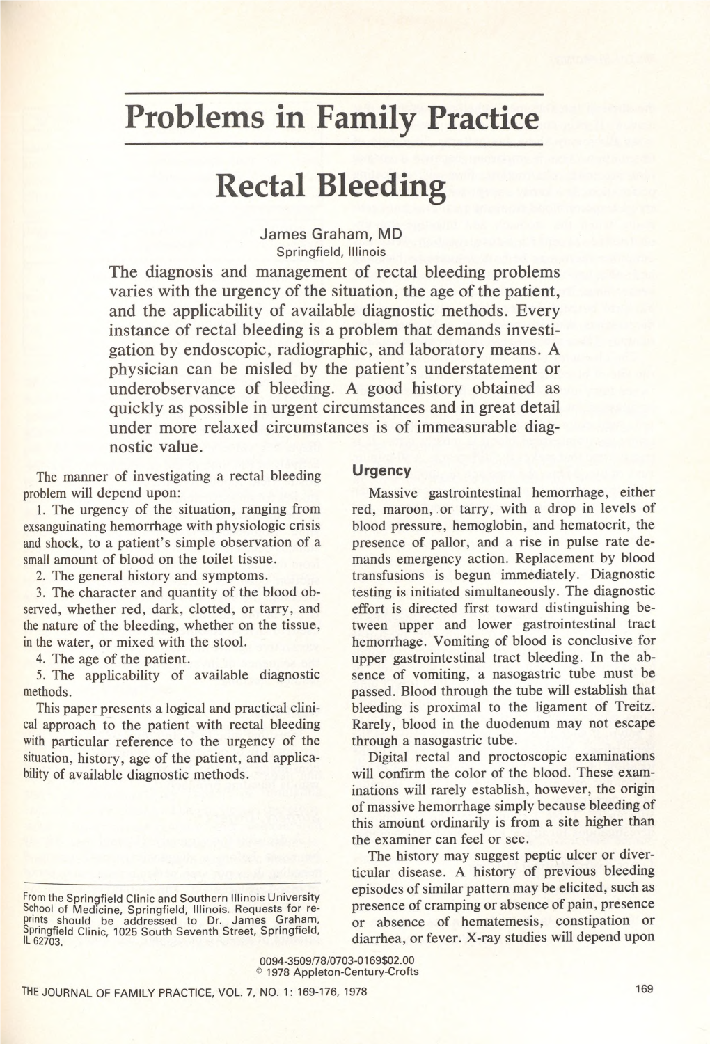 Problems in Family Practice Rectal Bleeding