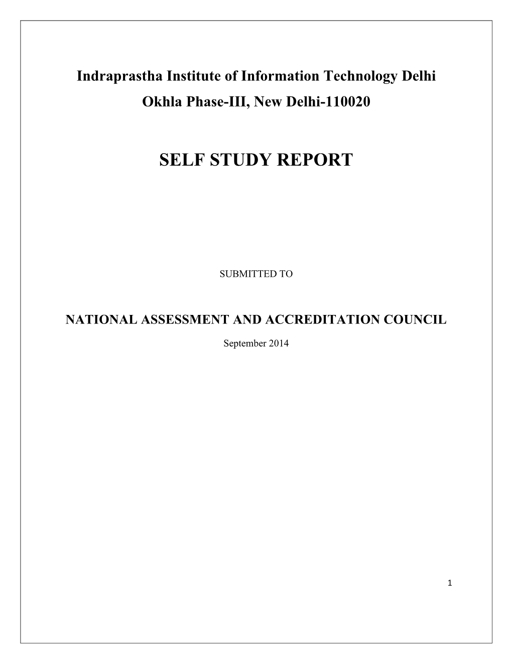 Self Study Report for NAAC Accreditation