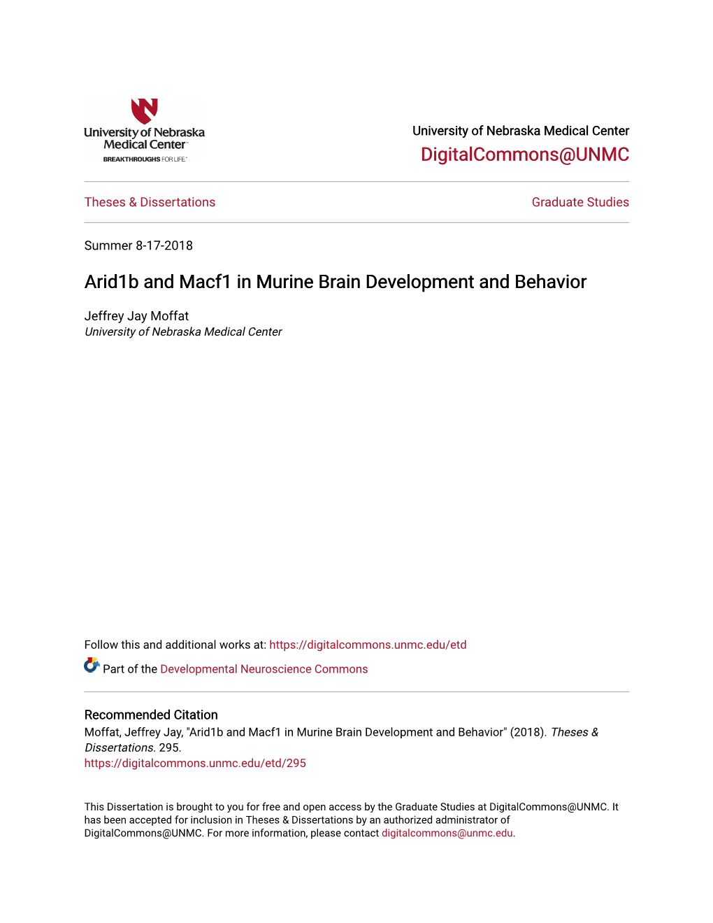 Arid1b and Macf1 in Murine Brain Development and Behavior