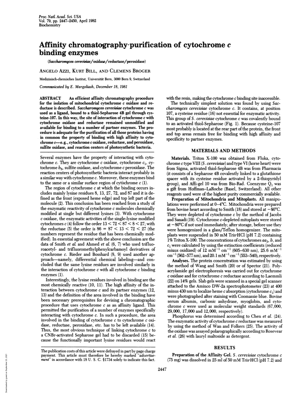 Affinity Chromatography-Purification of Cytochrome C