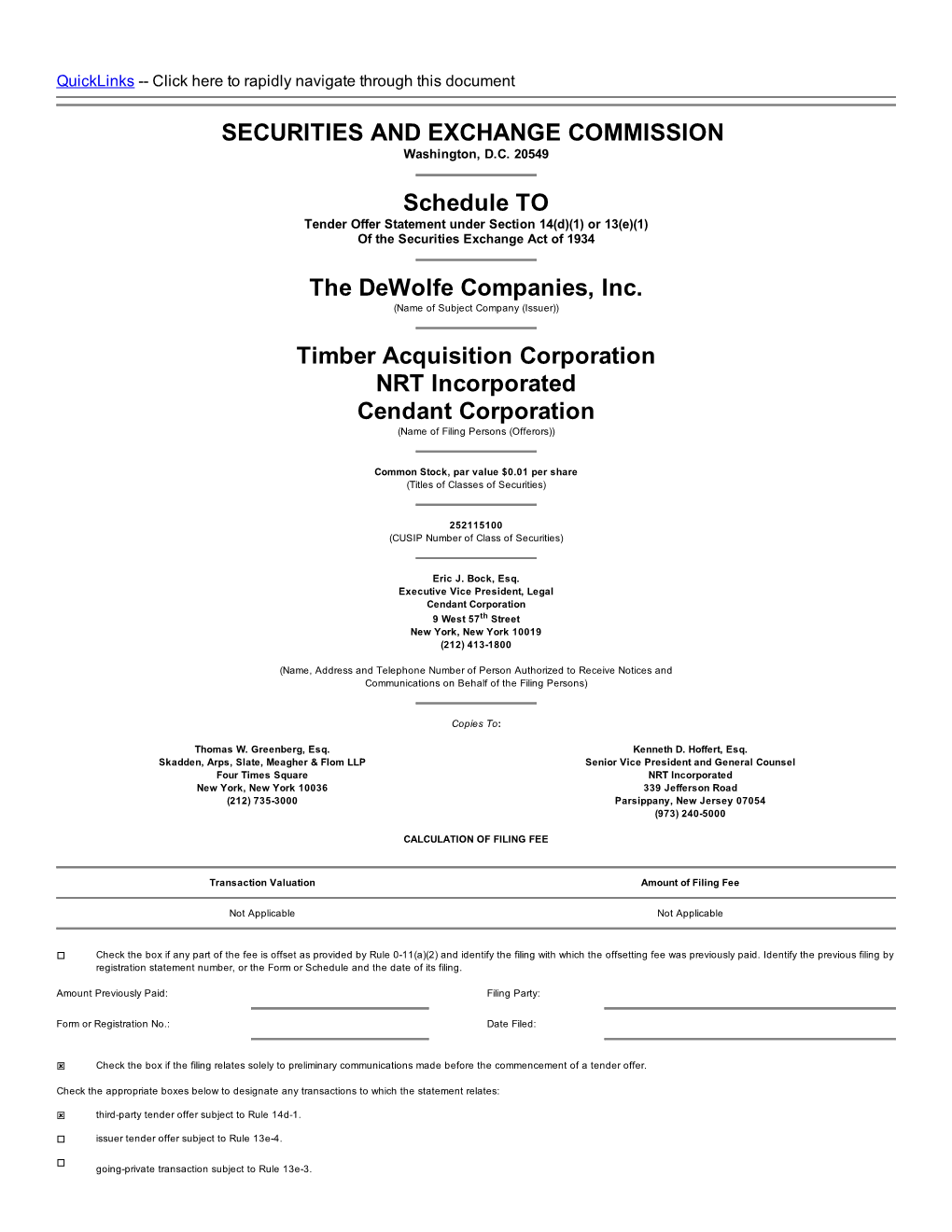 SECURITIES and EXCHANGE COMMISSION Schedule to The