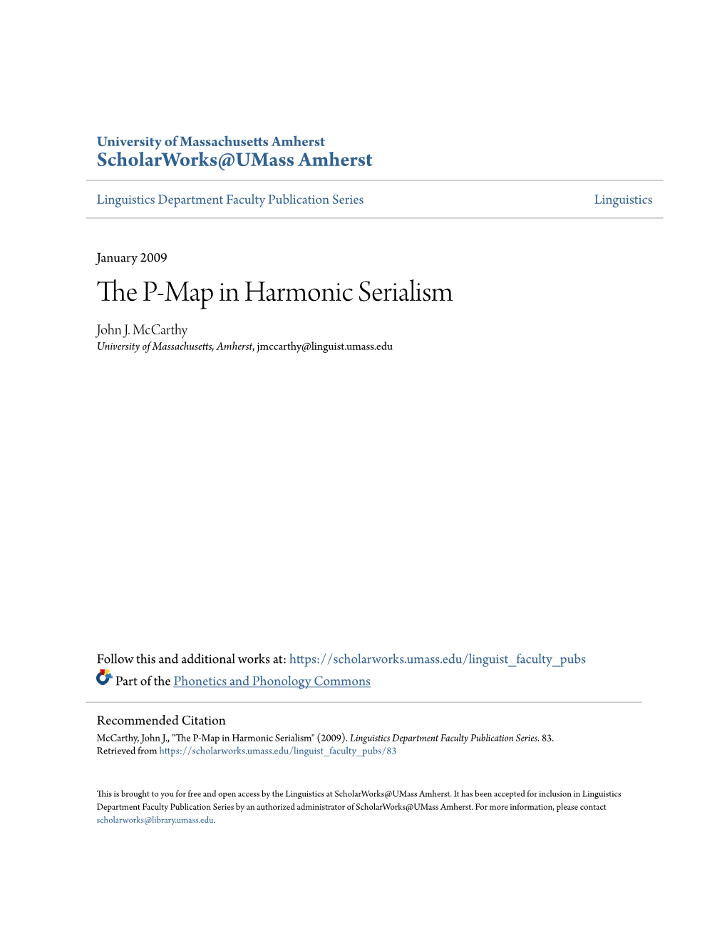 The P-Map in Harmonic Serialism1 John J