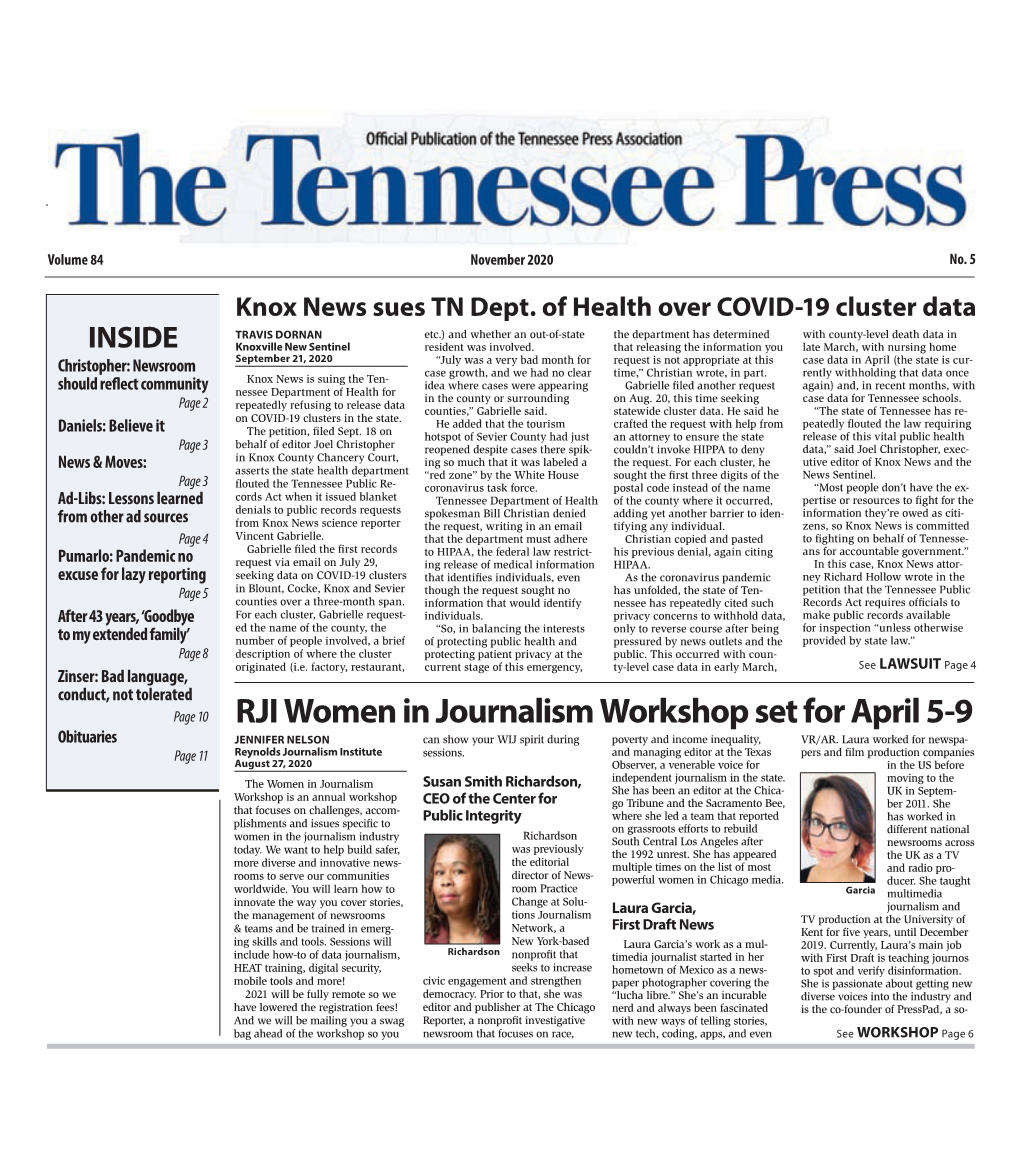 RJI Women in Journalism Workshop Set for April 5-9 Obituaries JENNIFER NELSON Can Show Your WIJ Spirit During Poverty and Income Inequality, VR/AR