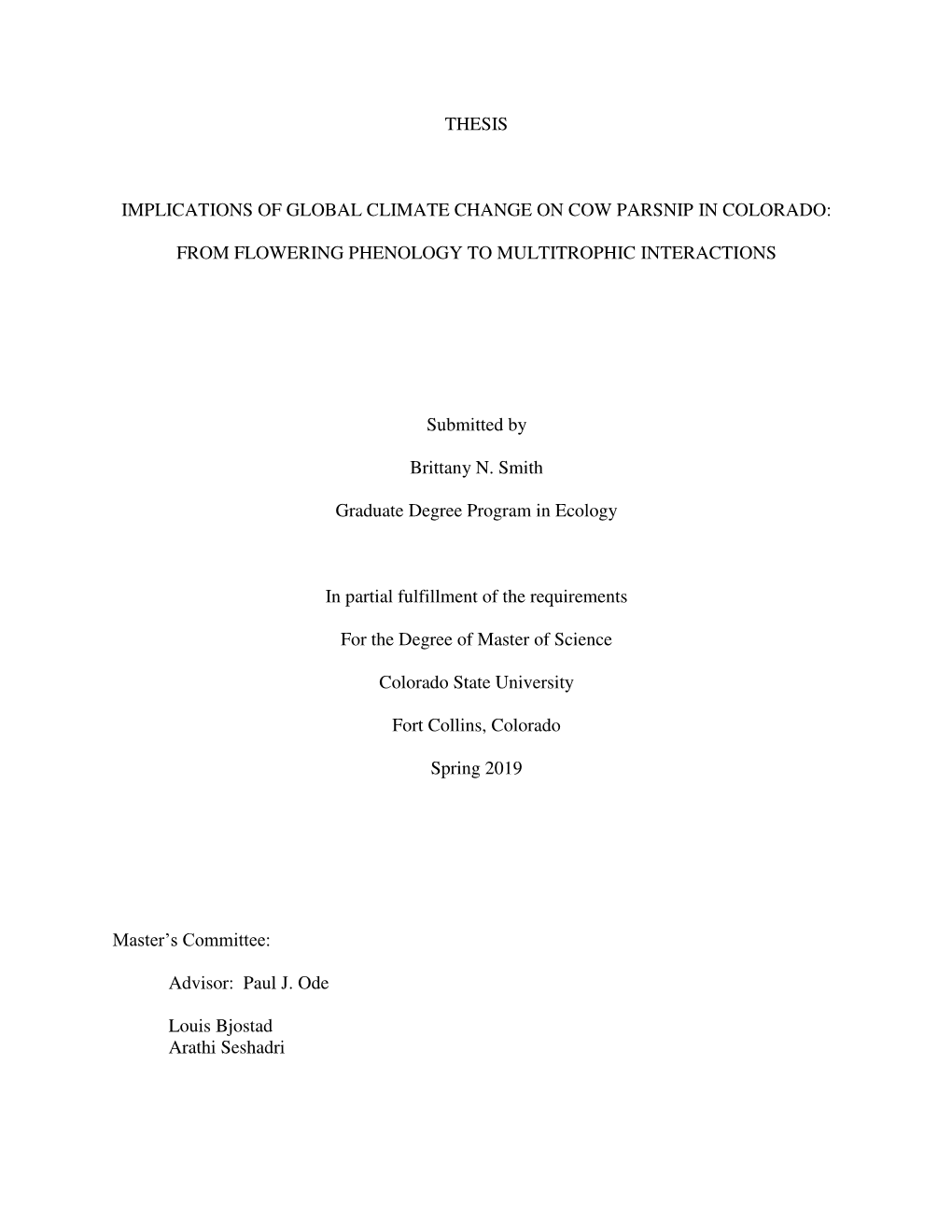 Thesis Implications of Global Climate