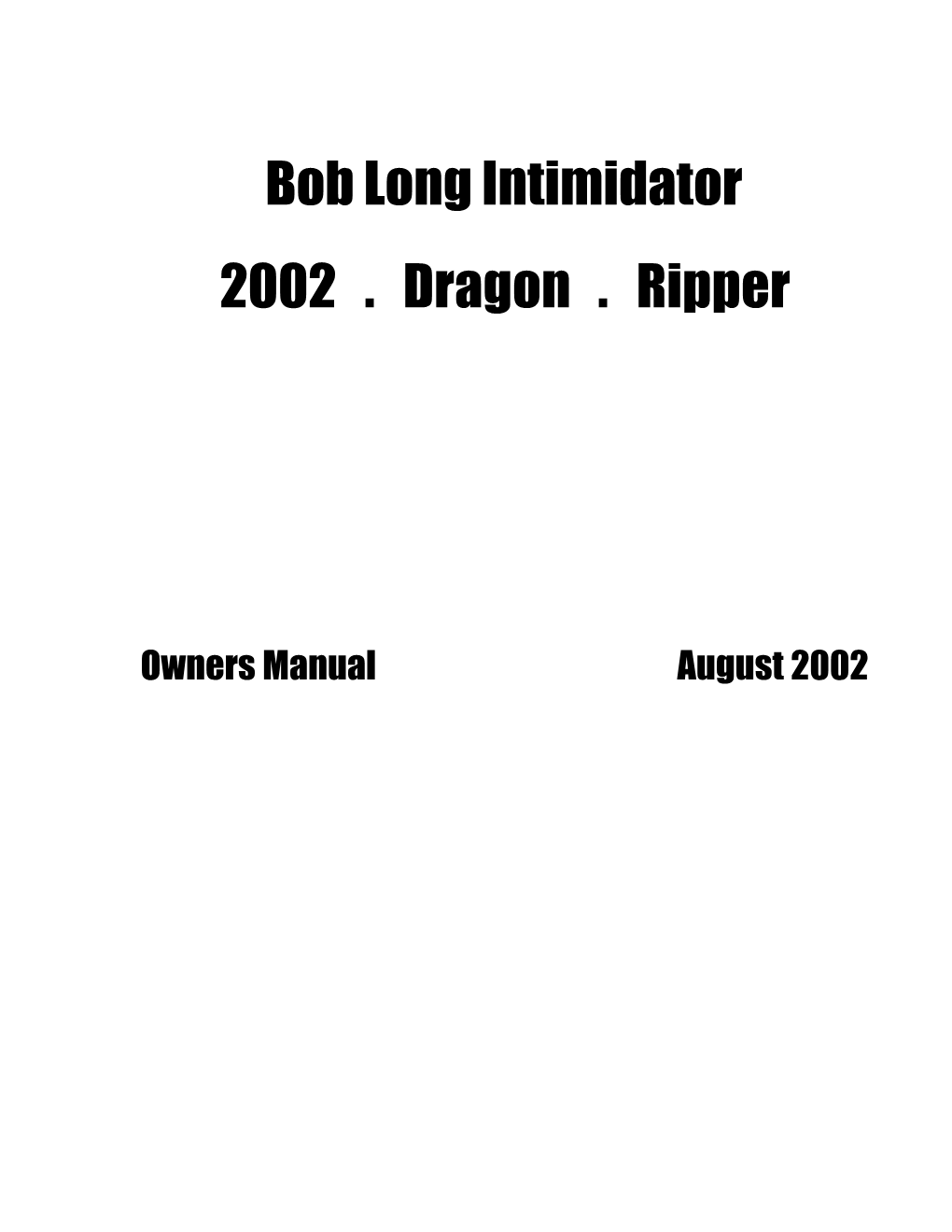 Intimidator Manual 2002 Final