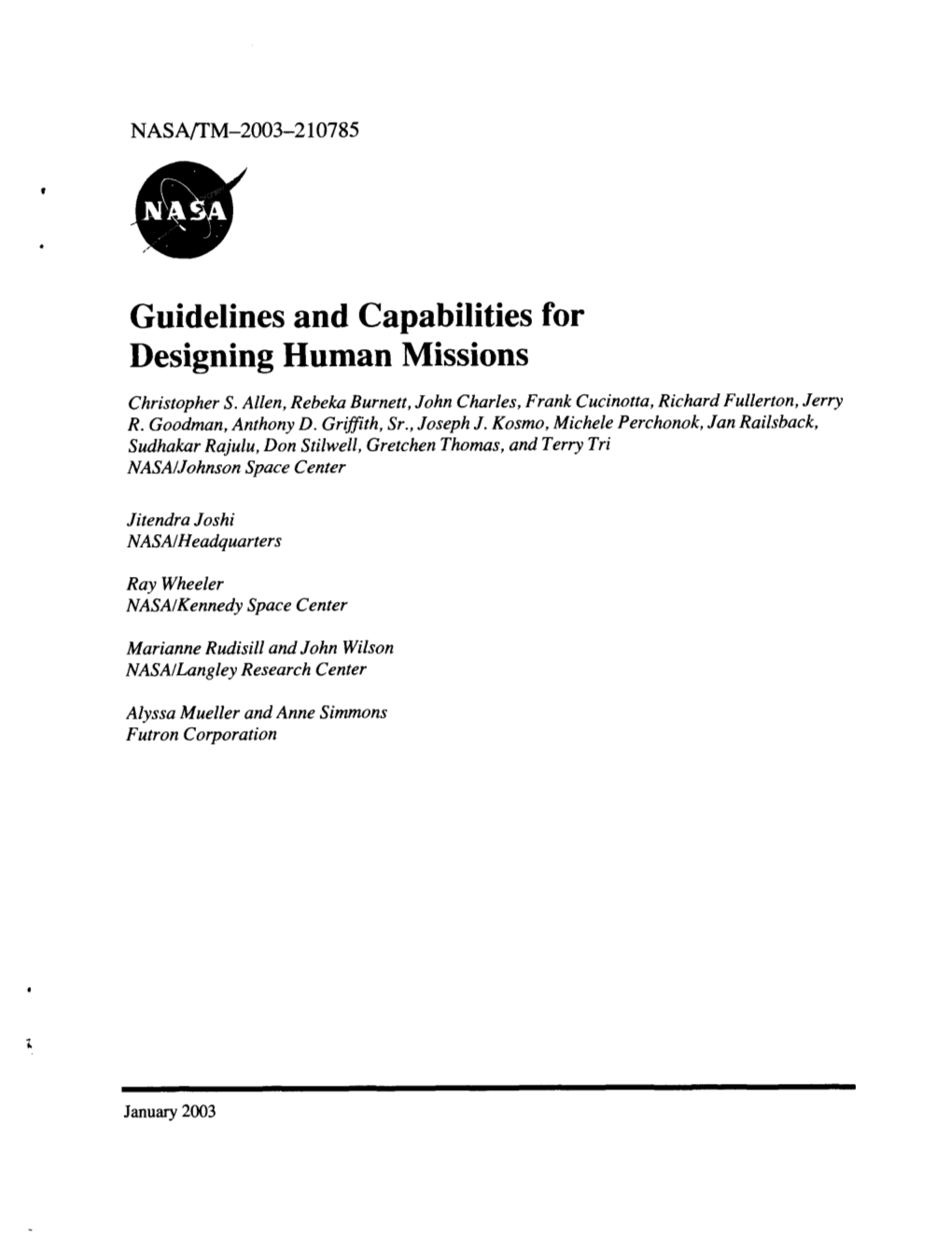 Guidelines and Capabilities for Designing Human Missions