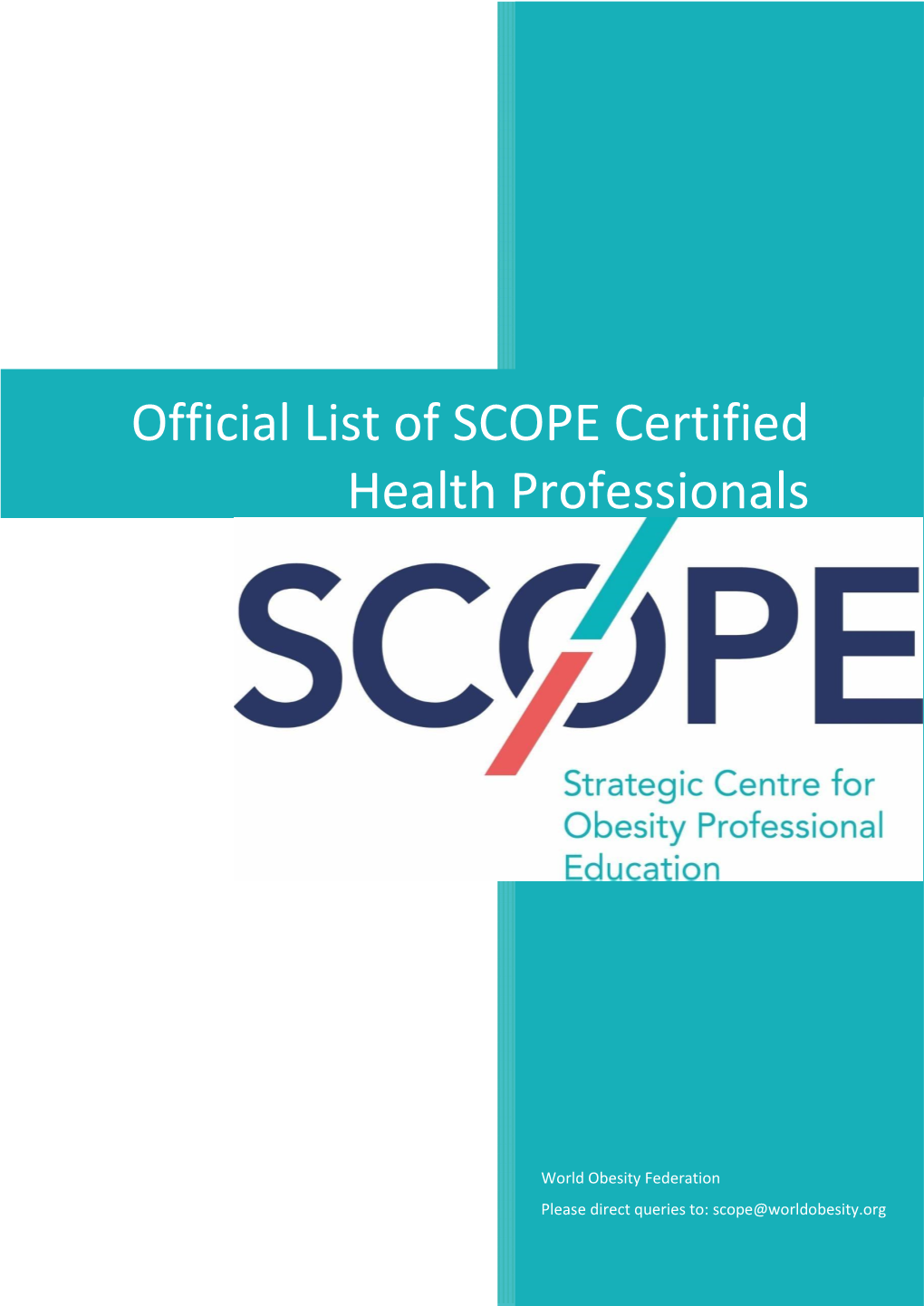 Official List of SCOPE Certified Health Professionals