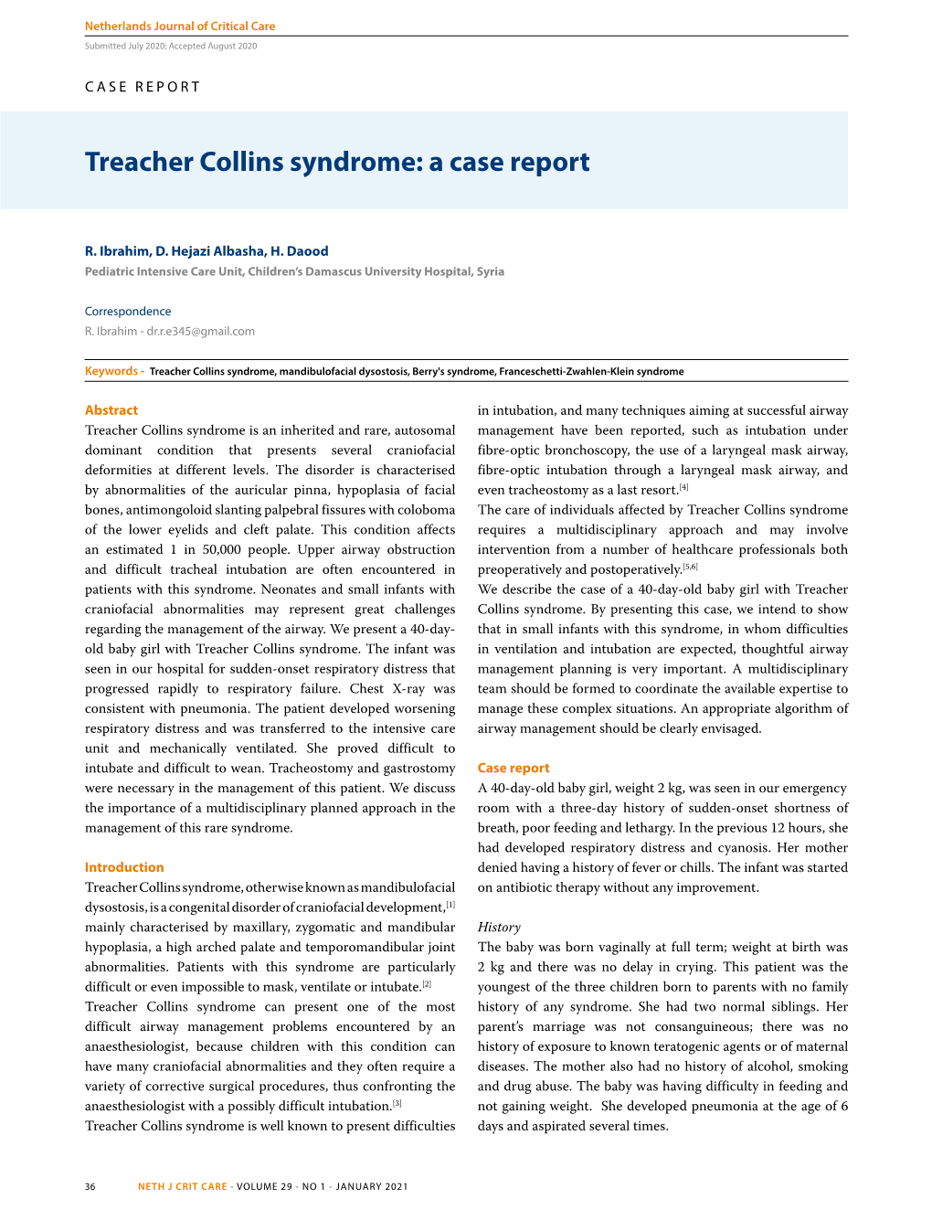 Treacher Collins Syndrome: a Case Report