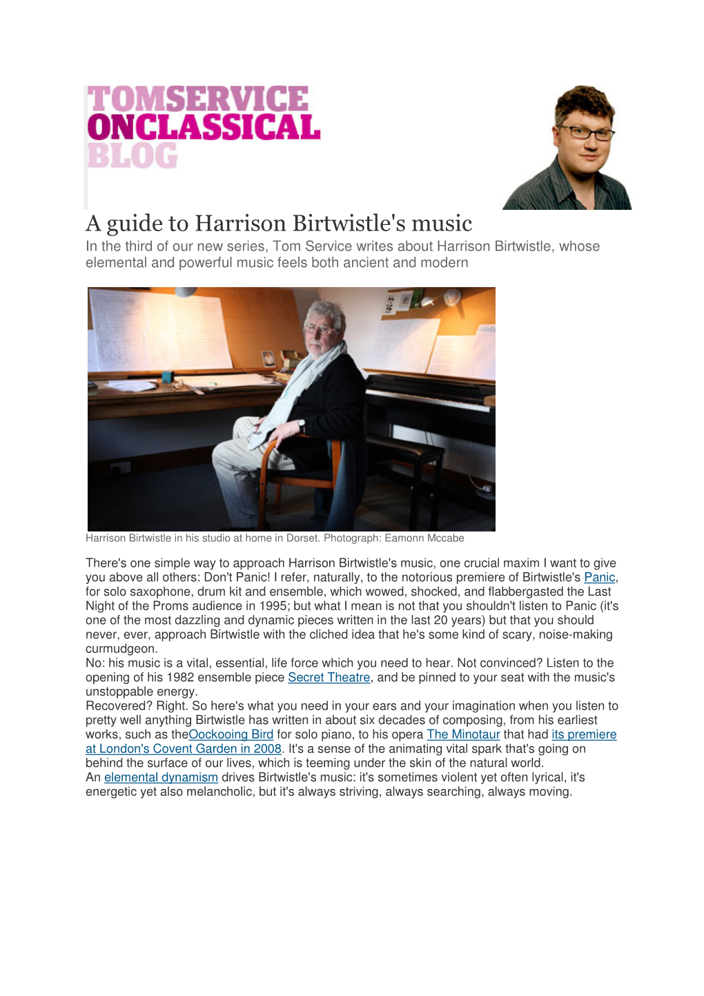 A Guide to Harrison Birtwistle's Music