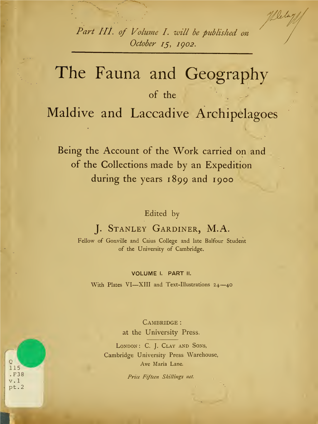 The Fauna and Geography of the Maldive And