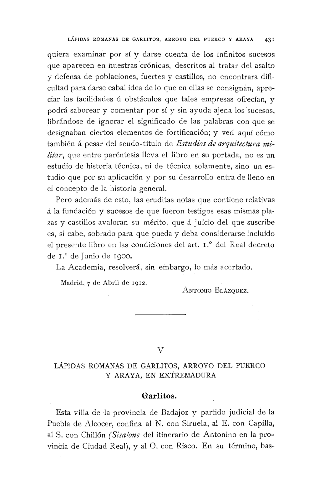 Pdf Lápidas Romanas De Garlitos, Arroyo Del Puerco Y Araya, En