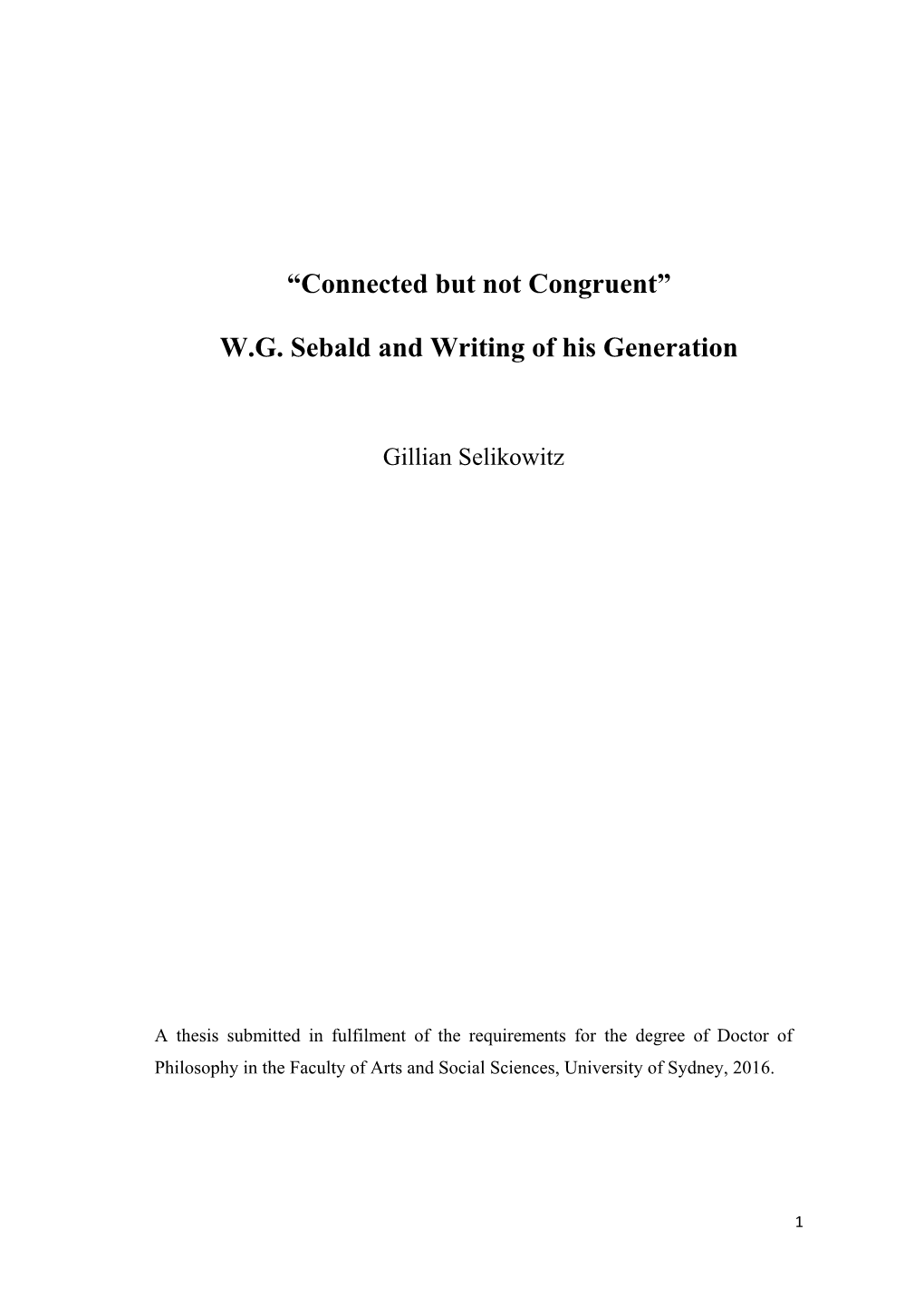 WG Sebald and Writing of His Generation