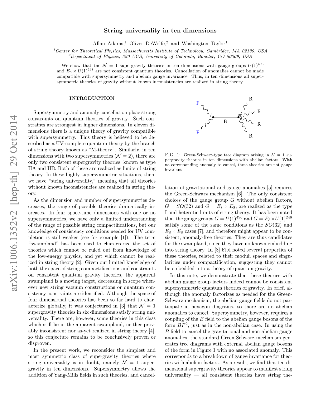 Arxiv:1006.1352V2 [Hep-Th] 29 Oct 2014 Sistency Constraints Are Identiﬁed