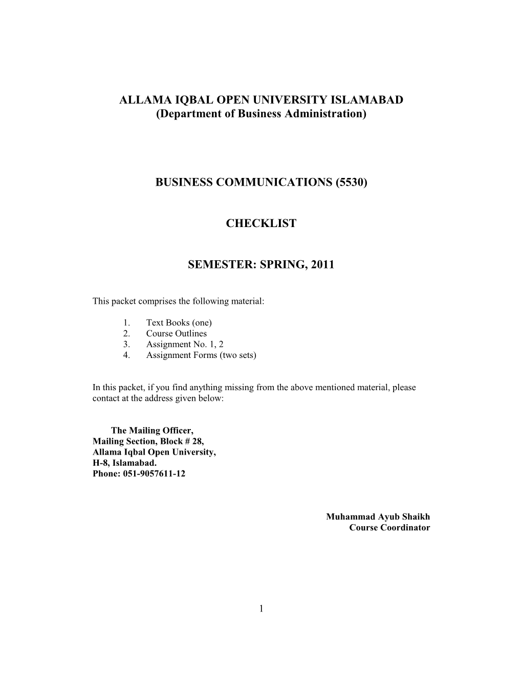 Allama Iqbal Open University Islamabad s7