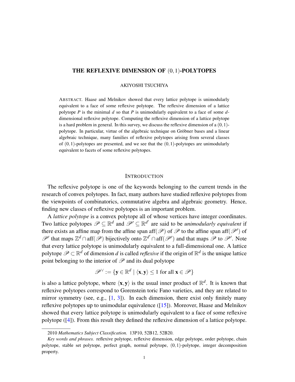 The Reflexive Dimension of (0,1)-Polytopes