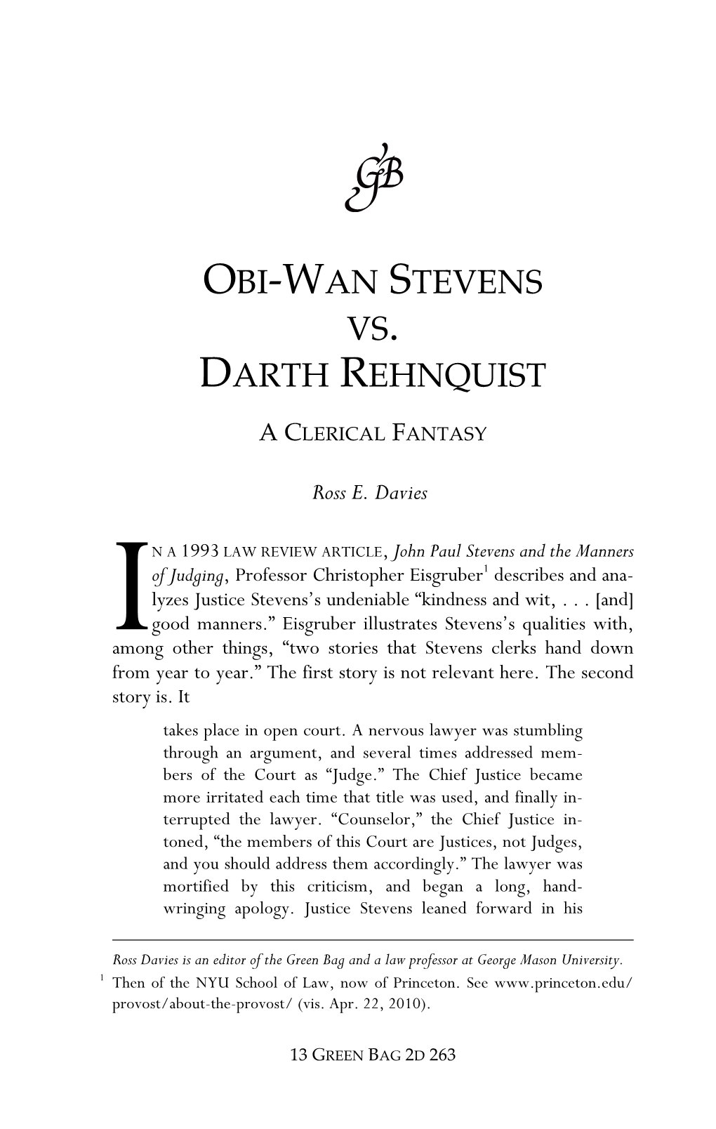 Obi-Wan Stevens Vs. Darth Rehnquist