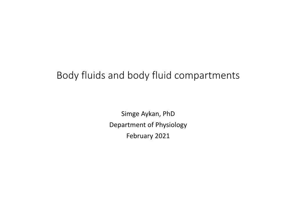 Body Fluids and Body Fluid Compartments