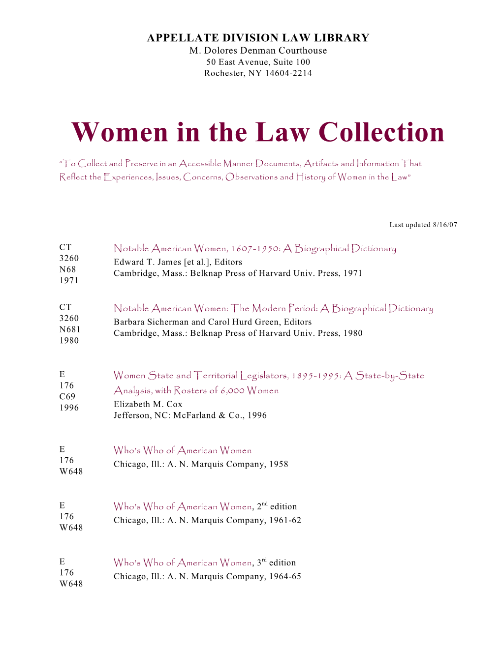 Women in the Law Collection