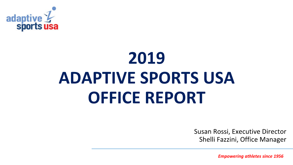 2019 Adaptive Sports Usa Office Report