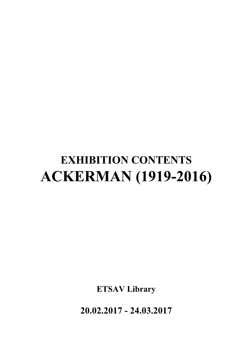 Ackerman (1919-2016)