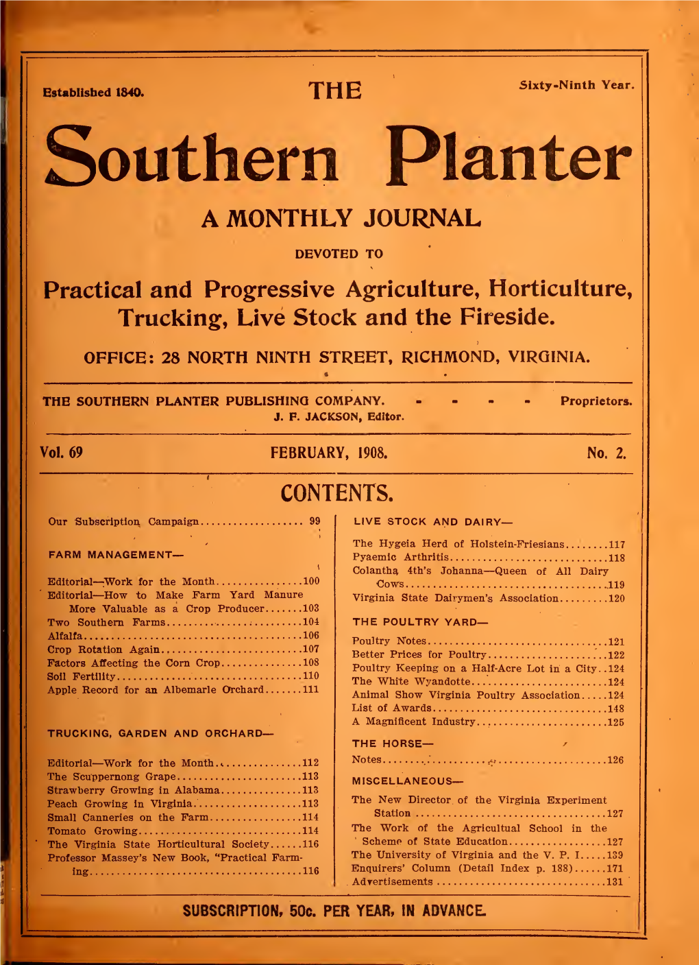 Southern Planter a MONTHLY JOURNAL DEVOTED TO