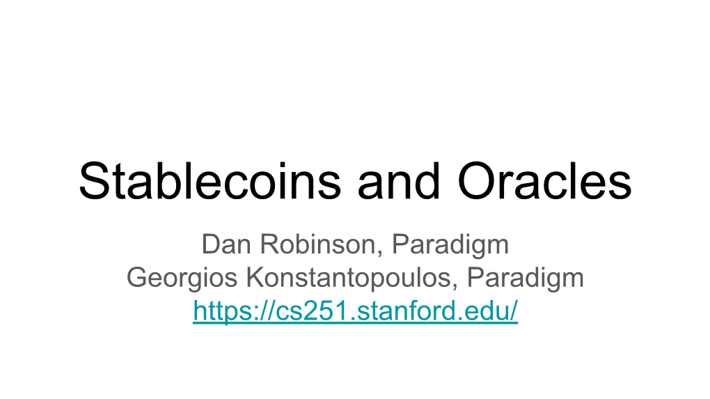 Stablecoins and Oracles