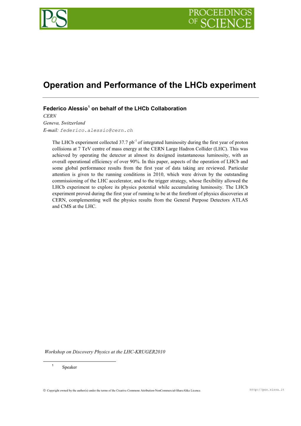 Operation and Performance of the Lhcb Experiment