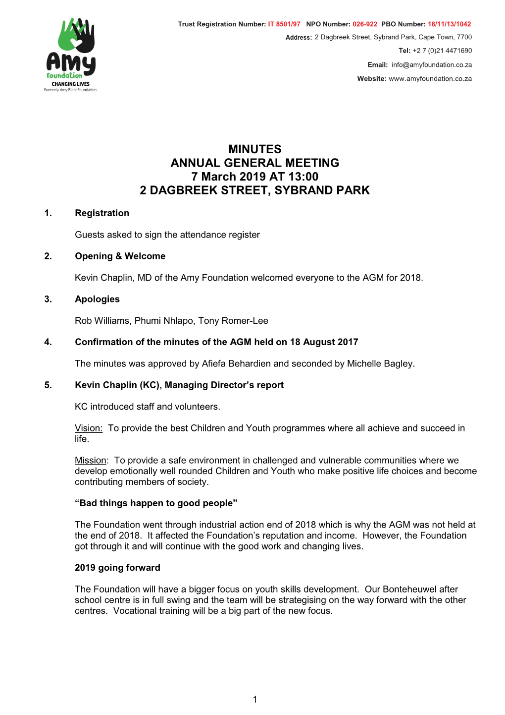 AGM Minutes March 2019