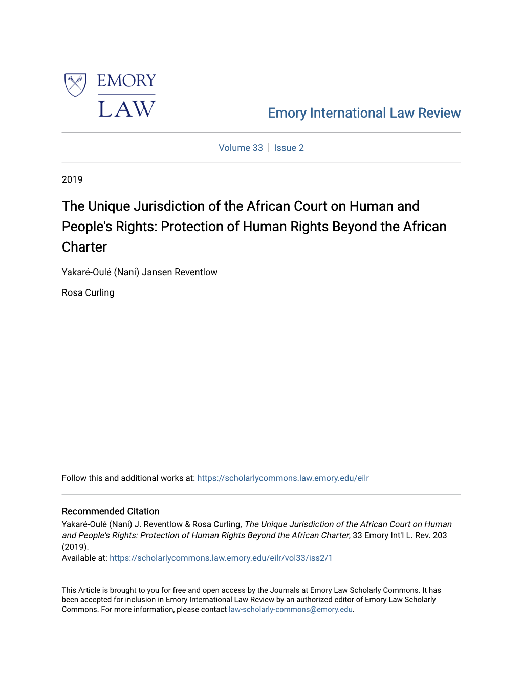 The Unique Jurisdiction of the African Court on Human and People's Rights: Protection of Human Rights Beyond the African Charter