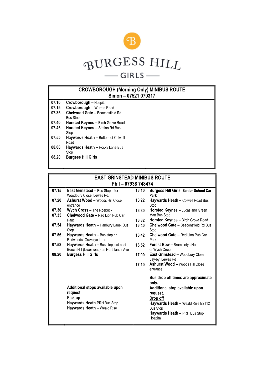 School Bus Routes 2007/08