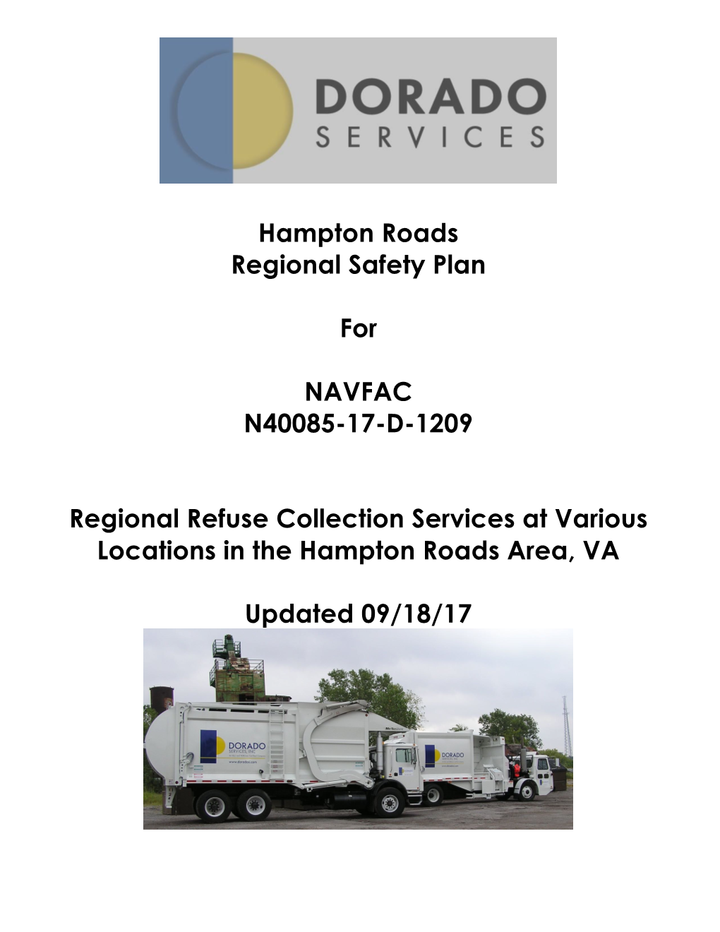 Hampton Roads Regional Safety Plan for NAVFAC N40085-17-D-1209 Regional Refuse Collection Services at Various Locations in T