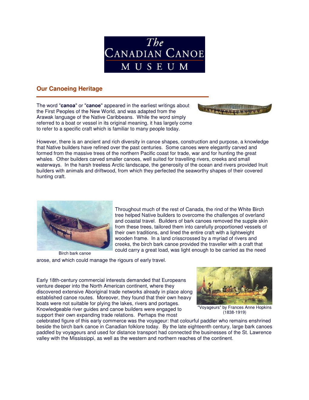 Our Canoeing Heritage -.:: GEOCITIES.Ws