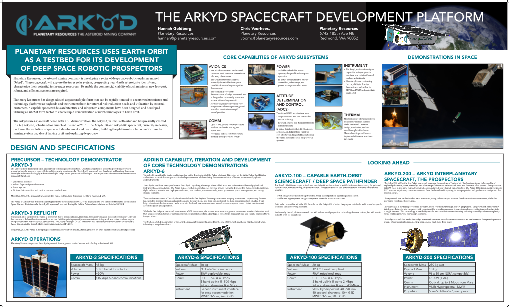 The Arkyd Spacecraft Development Platform