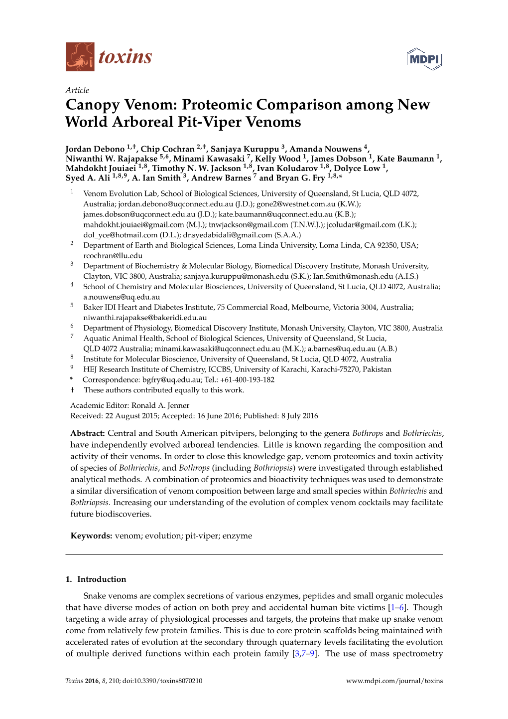 Canopy Venom: Proteomic Comparison Among New World Arboreal Pit-Viper Venoms