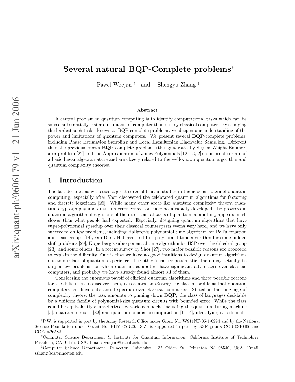 Several Natural BQP-Complete Problems