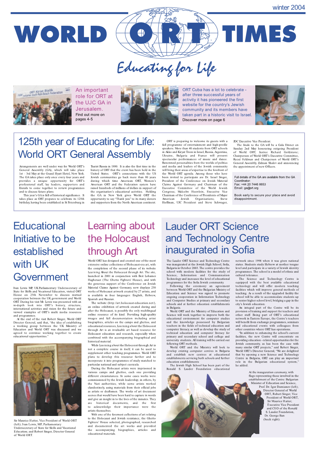 125Th Year of Educating for Life: World ORT General Assembly